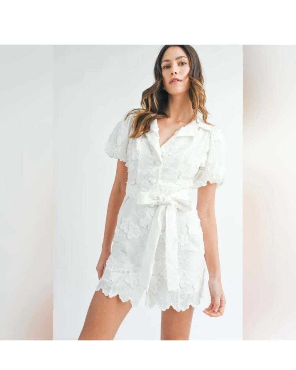 Mable May Textured Button Down Mini Dress Size M